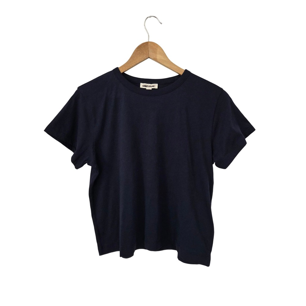 J. Crew Short Sleeve Pajama Top Tissue Crepe Cotton Womens M Navy Blue NWT CN219